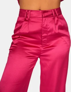 Public Desire Satin Wide Leg Tailored Trousers | Women Trousers