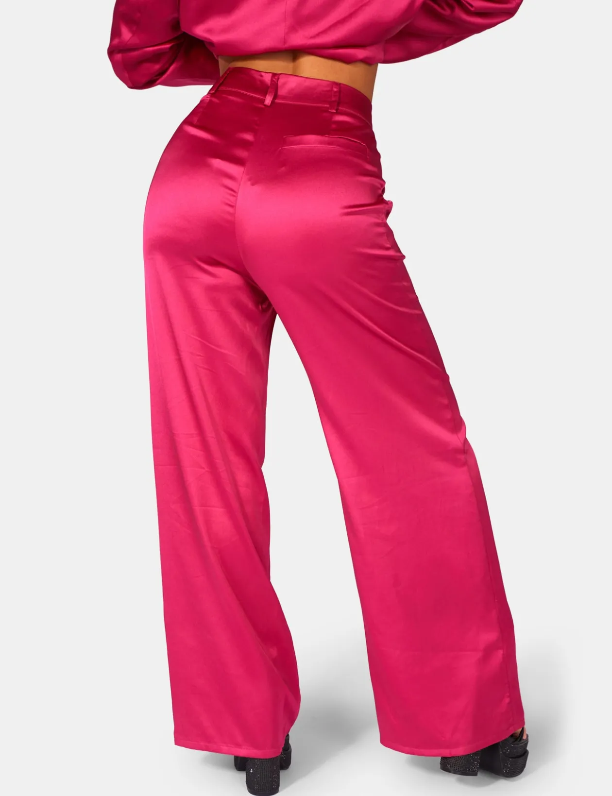 Public Desire Satin Wide Leg Tailored Trousers | Women Trousers