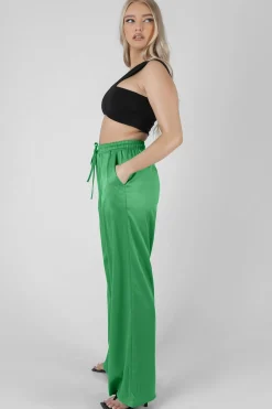 Public Desire Satin Wide Leg Trousers | Women Jogger & Leggings