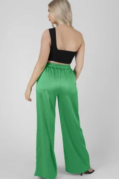 Public Desire Satin Wide Leg Trousers | Women Jogger & Leggings