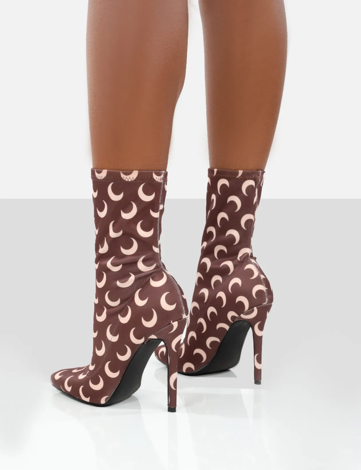 Public Desire Saturn Return Pointed Toe Stiletto Printed Sock Boots | Women Sock Fit Boots