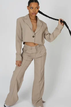 Public Desire Seam Detail Relaxed Trouser Stone | Women Tailoring