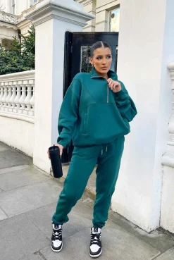 Public Desire Seam Front 90S Joggers Forest Green | Women Jogger & Leggings