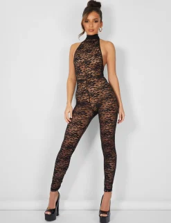 Public Desire Second Skin Lace High Neck Jumpsuit | Women Jumpsuits & Playsuits