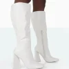 Public Desire Senna Wide Fit Pu Knee High Heeled Boots | Women Wide Fit Long Boots
