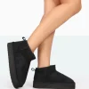 Public Desire Shorty Black Faux Suede Ultra Mini Chunky Ankle Boot | Women Ultra Mini Boots