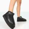 Public Desire Shorty Black Pu Ultra Mini Chunky Ankle Boots | Women Ultra Mini Boots