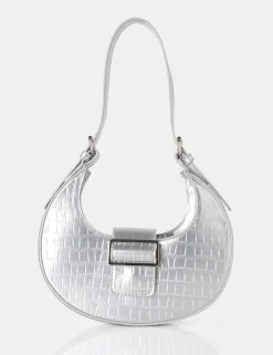 Public Desire Sicily Croc Buckle Feature Hobo Shoulder Bag | Women Evening Bags