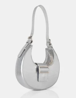 Public Desire Sicily Croc Buckle Feature Hobo Shoulder Bag | Women Evening Bags