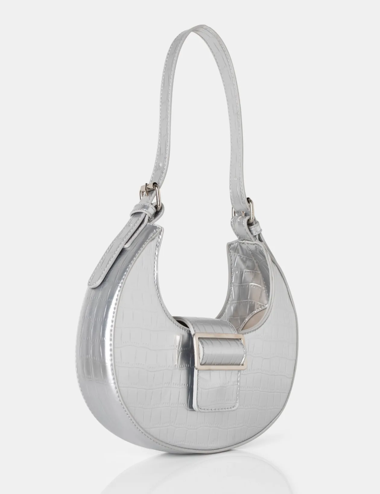 Public Desire Sicily Croc Buckle Feature Hobo Shoulder Bag | Women Evening Bags