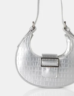 Public Desire Sicily Croc Buckle Feature Hobo Shoulder Bag | Women Evening Bags
