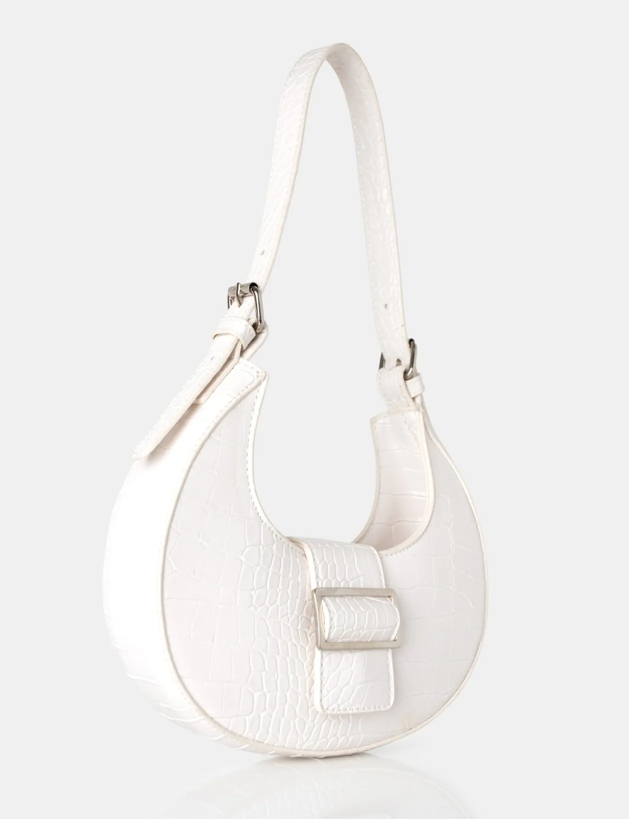 Public Desire Sicily Croc Pu Buckle Feature Hobo Shoulder Bag | Women Evening Bags