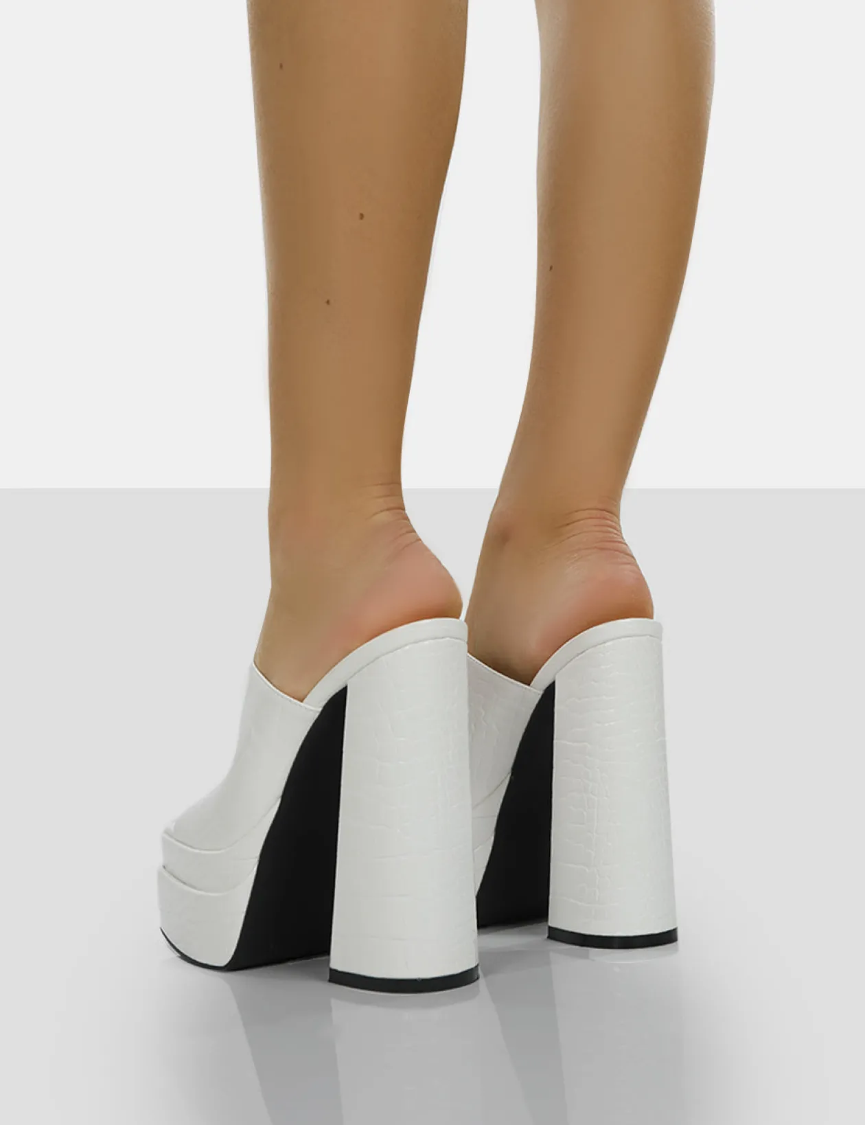 Public Desire Sky High Croc Chunky Platform High Heeled Mules | Women Heeled Mules