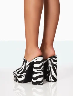 Public Desire Skyhigh Grain Chunky Platform High Heeled Mules | Women Heeled Mules