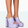 Public Desire Skyhigh Neon Croc Chunky Platform High Heeled Mules | Women Heeled Mules