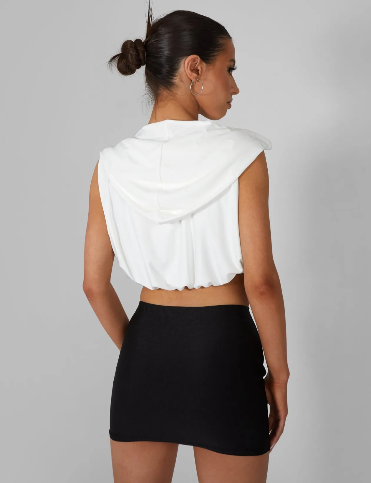Public Desire Sleeveless Wrap Front Top With Hood Ivory | Women Tops
