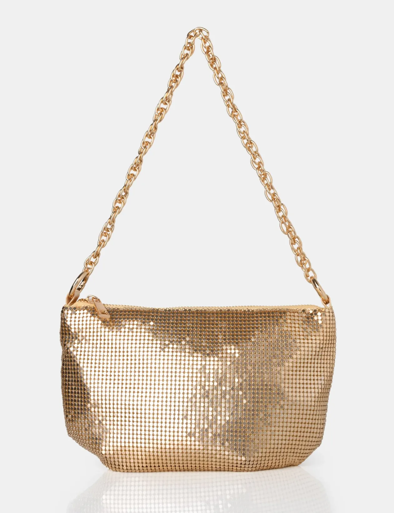 Public Desire Slouch Diamante Chainmail Baguette Chain Detail Shoulder Bag | Women Diamante Bags