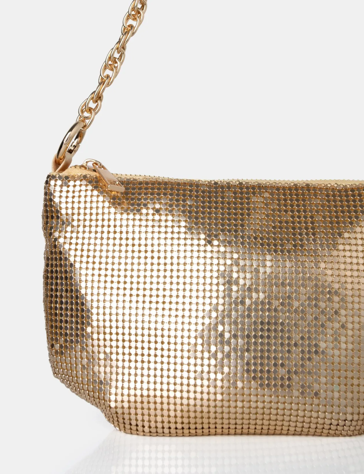 Public Desire Slouch Diamante Chainmail Baguette Chain Detail Shoulder Bag | Women Diamante Bags