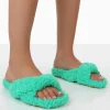 Public Desire Slumber Teddy Cross Over Strap Slippers | Women Slippers