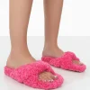 Public Desire Slumber Teddy Cross Over Strap Slippers | Women Slippers