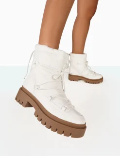 Public Desire Snowy Lace Up Chunky Sole Snow Ankle Boots | Women Chunky Boots