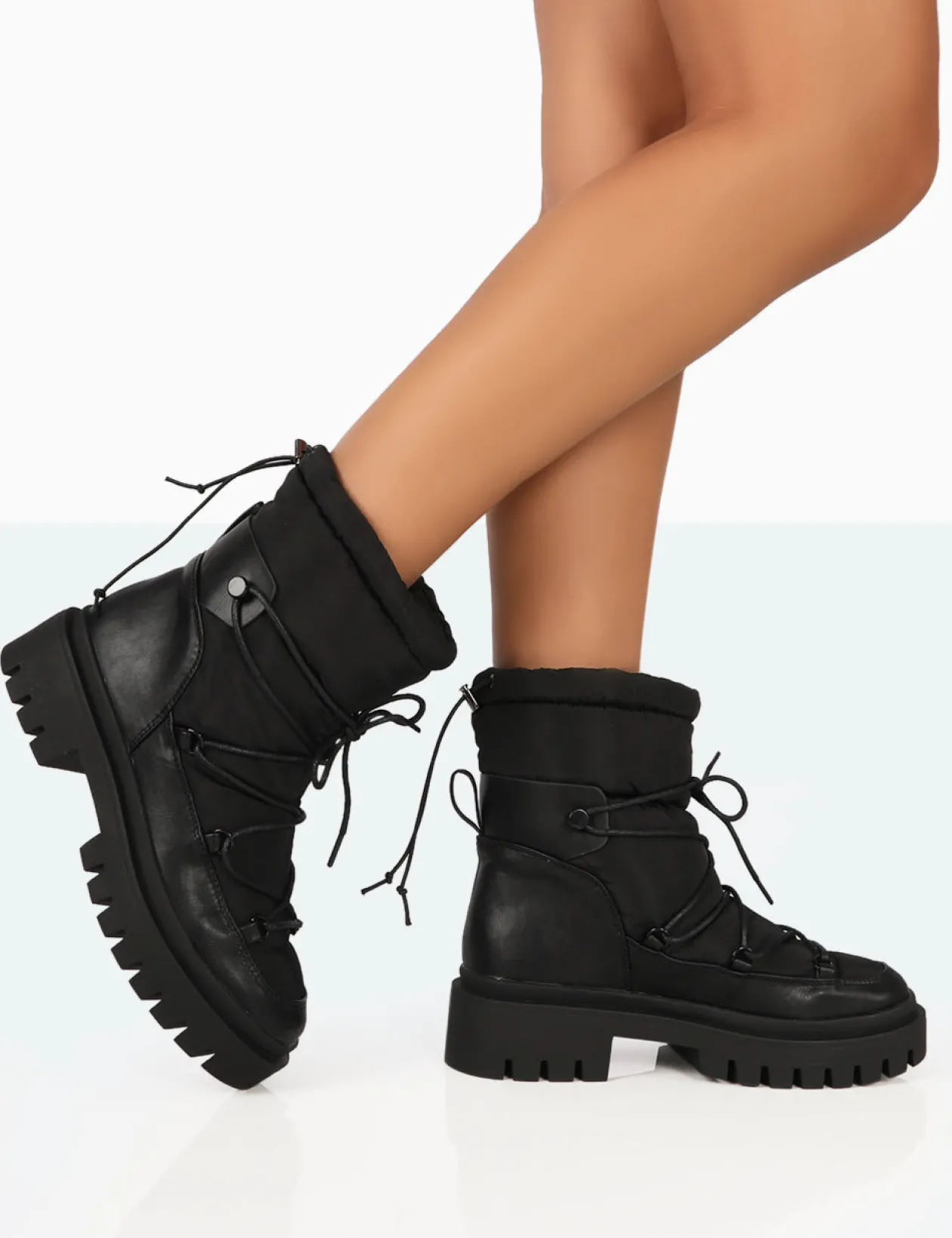 Public Desire Snowy Lace Up Chunky Sole Snow Ankle Boots | Women Chunky Boots