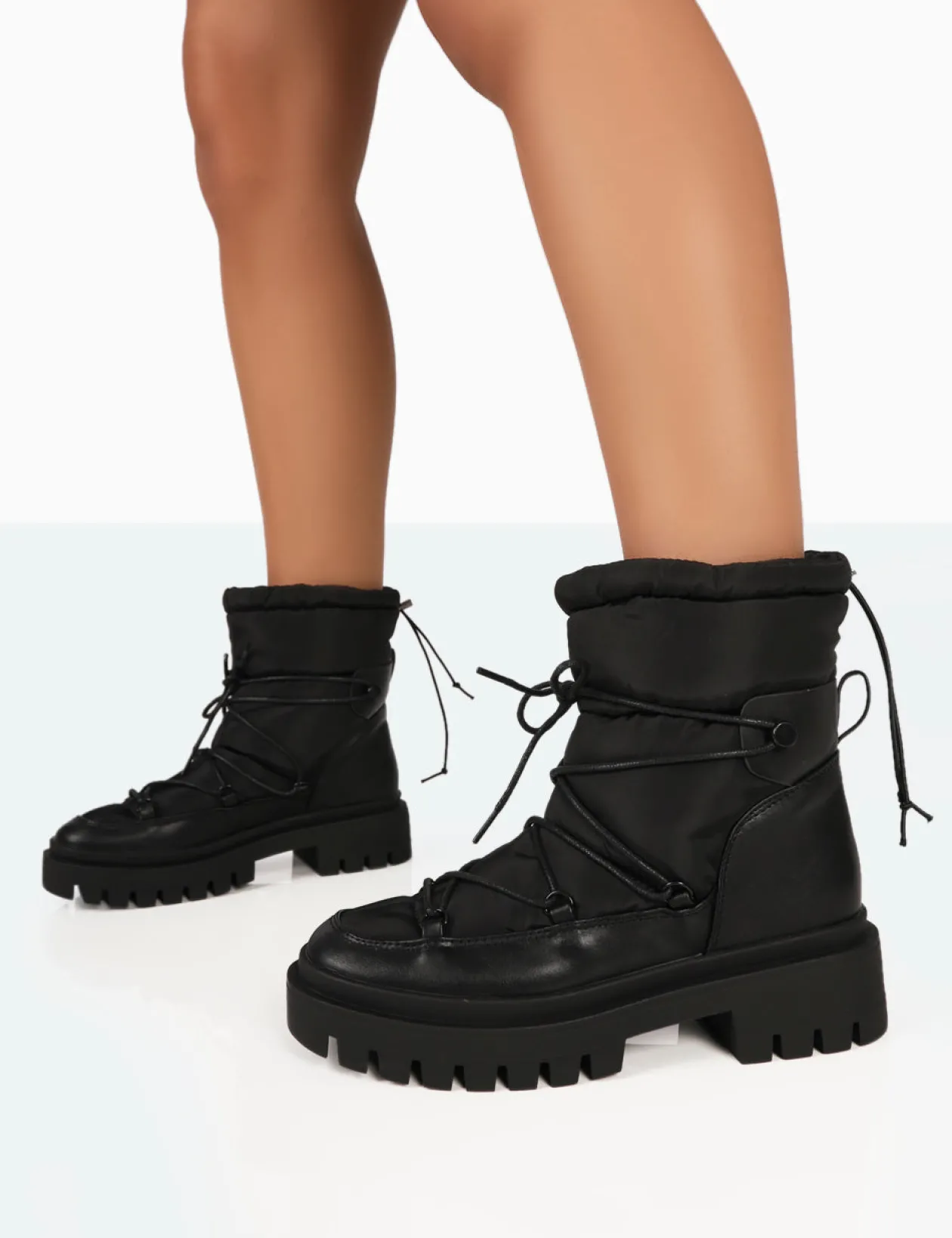 Public Desire Snowy Lace Up Chunky Sole Snow Ankle Boots | Women Chunky Boots