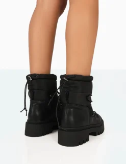 Public Desire Snowy Lace Up Chunky Sole Snow Ankle Boots | Women Chunky Boots