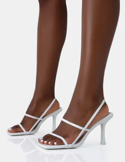 Public Desire Sophia Pu Barely There Square Toe Mid Stiletto Heels | Women Barely There Heels