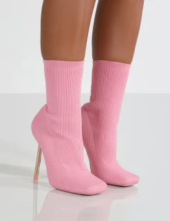 Public Desire Souffle Knit Stiletto Heel Sock Ankle Boot | Women Sock Fit Boots