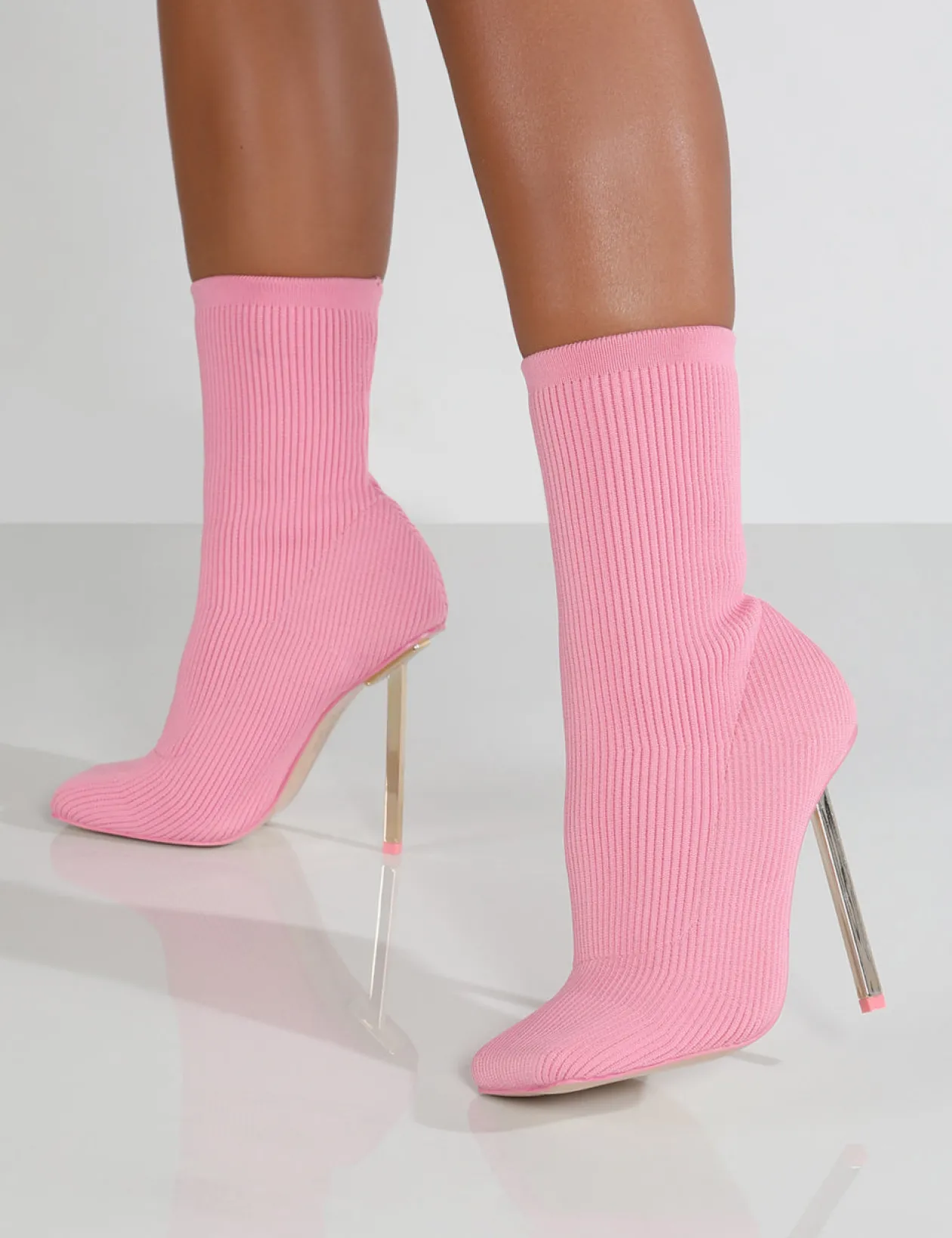 Public Desire Souffle Knit Stiletto Heel Sock Ankle Boot | Women Sock Fit Boots