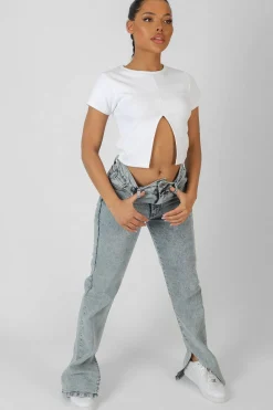 Public Desire Split Front Ribbed T-Shirt | Women Tops