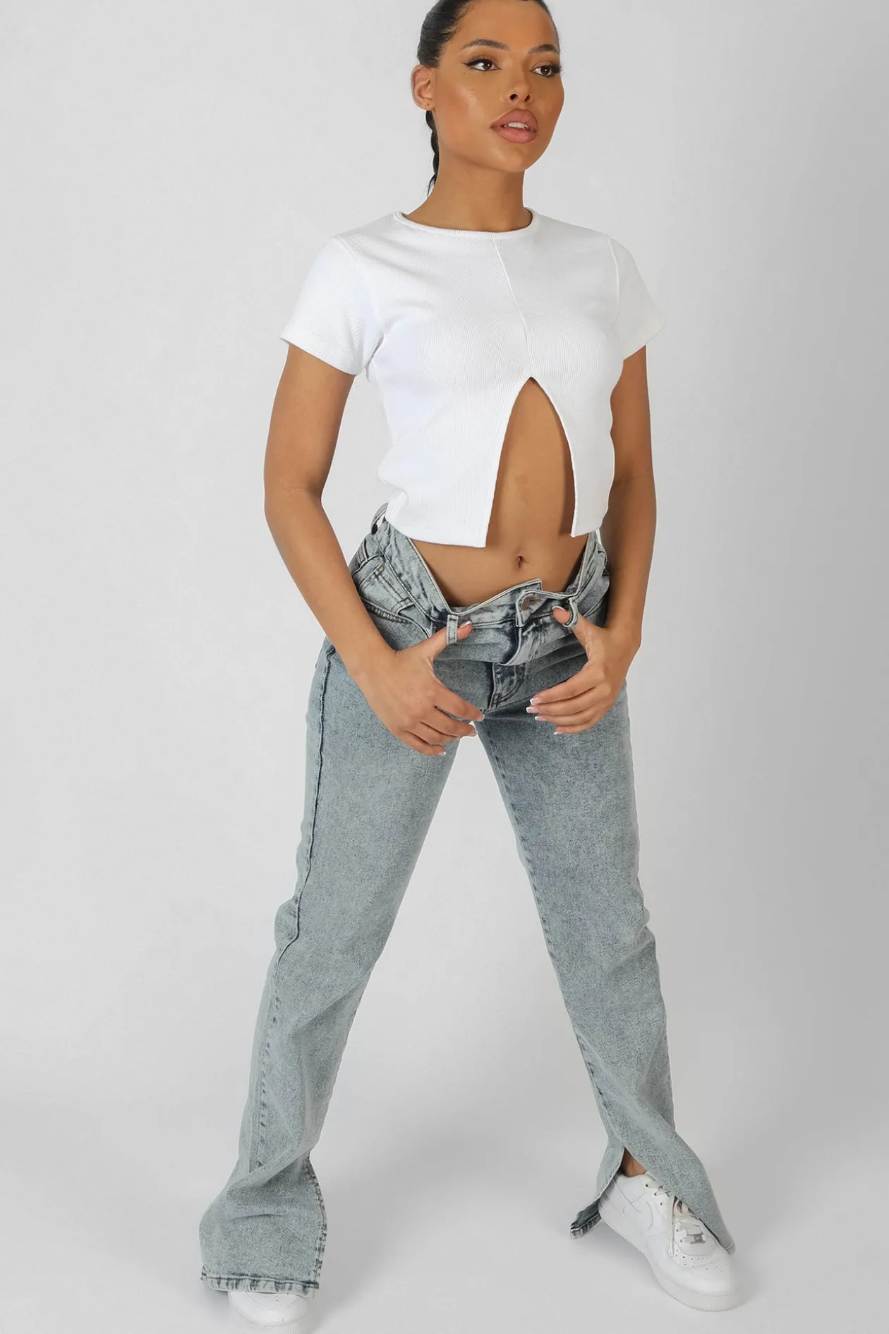 Public Desire Split Front Ribbed T-Shirt | Women Tops