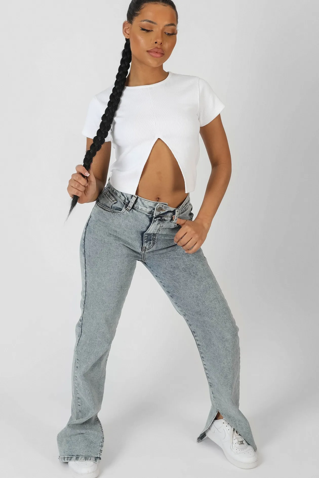 Public Desire Split Front Ribbed T-Shirt | Women Tops