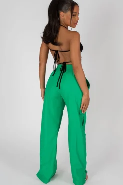 Public Desire Split Hem Wide Leg Cargo Pocket Trouser | Women Trousers