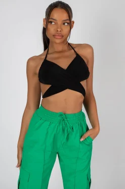 Public Desire Split Hem Wide Leg Cargo Pocket Trouser | Women Trousers