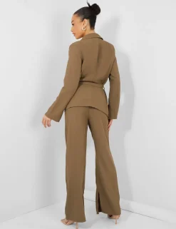 Public Desire Split Hem Wide Leg Tailored Trousers | Women Tailoring