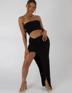 Public Desire Split Side Bandeau Slinky Maxi Dress | Women Dresses
