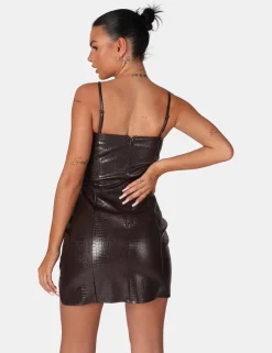 Public Desire Square Neck Croc Hem Cut Out Mini Dress | Women Dresses