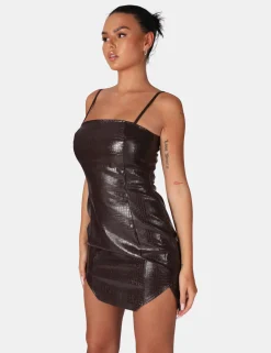 Public Desire Square Neck Croc Hem Cut Out Mini Dress | Women Dresses