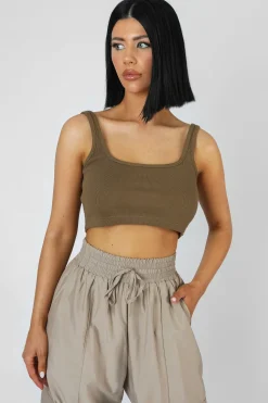 Public Desire Square Neck Ribbed Crop Top | Women Tops