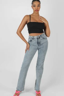 Public Desire Square Neck Ribbed Cropped Top | Women Tops