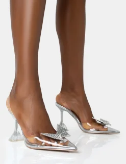 Public Desire Stormi Metallic Butterfly Diamante Slingback Court Stiletto Heels | Women Court Heels