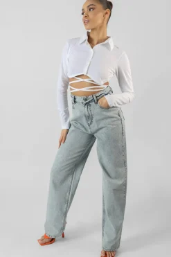 Public Desire Strappy Tie Waist Cropped Polo Shirt | Women Tops