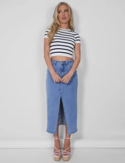 Public Desire Stripe Knitted Baby Tee | Women Tops