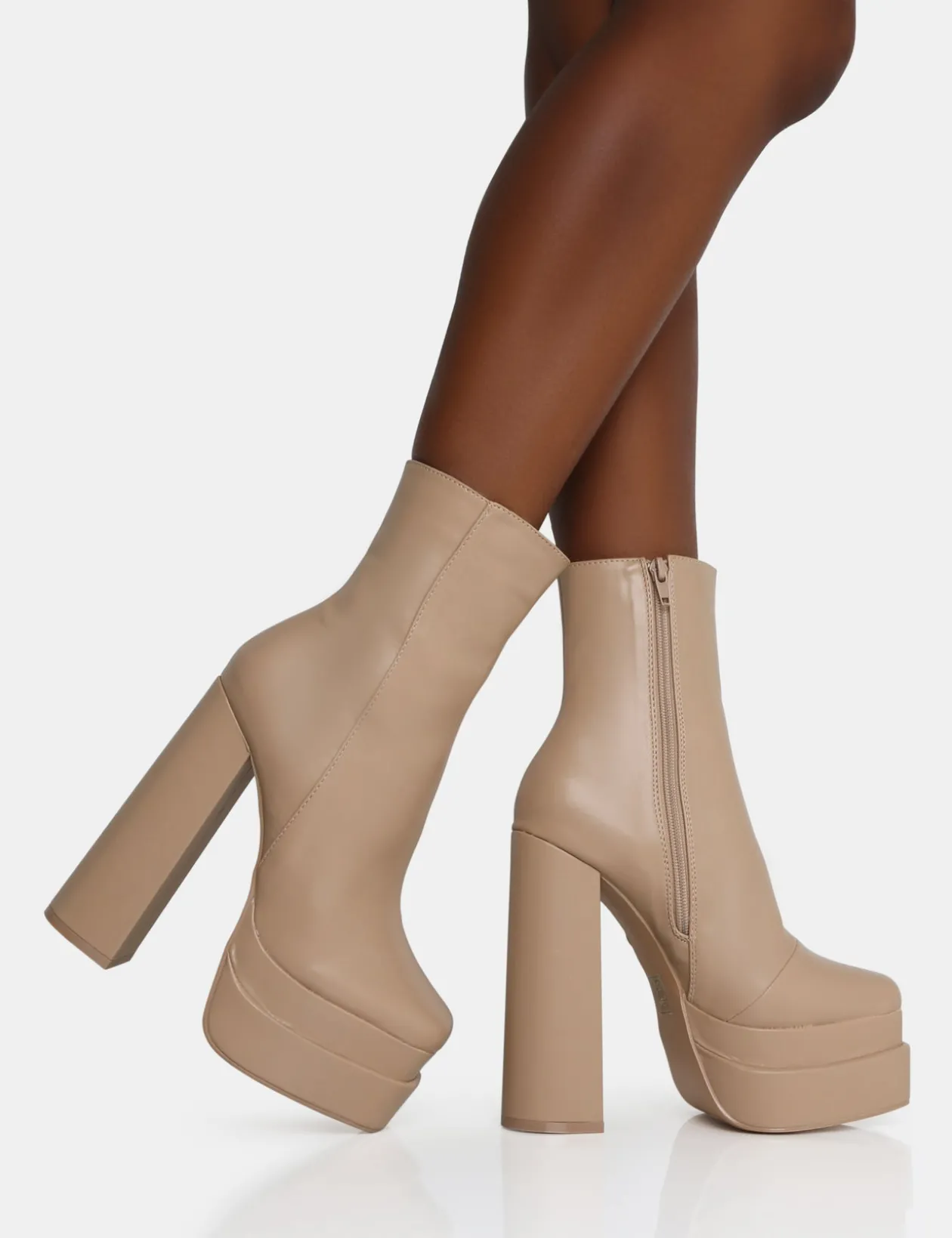Public Desire Supine Pu Chunky Heeled Platform Ankle Boots | Women Chunky Boots