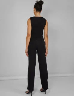 Public Desire Tailored Extreme High Waisted Slim Leg Trousers Black | Women Trousers