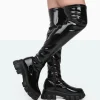 Public Desire Take Chances Patent Chunky Sole Knee High Boots | Women Knee High Boots