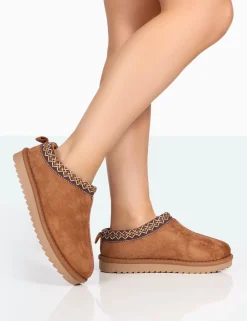 Public Desire Tamsin Faux Suede Embroidered Slipper Boots | Women Ultra Mini Boots