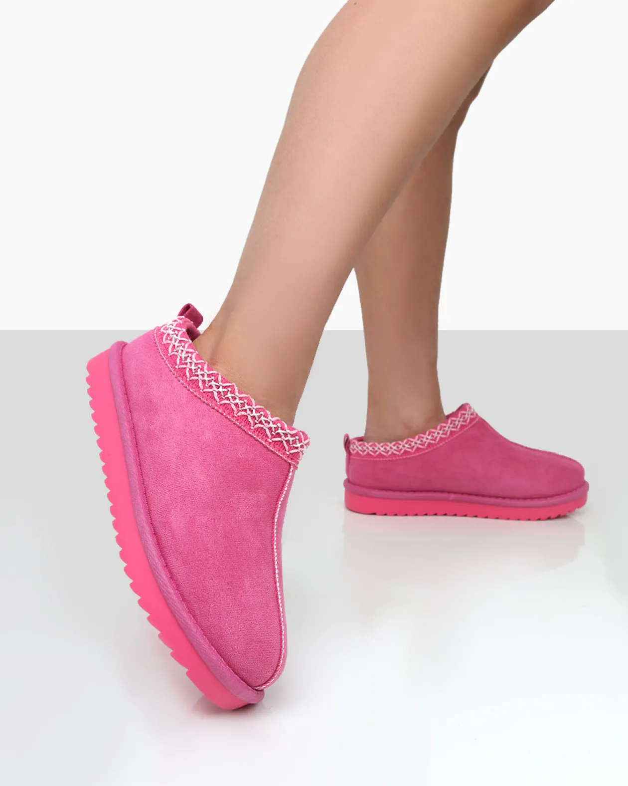 Public Desire Tamsin Faux Suede Embroidered Slipper Boots | Women Ultra Mini Boots